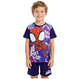 Marvel Spidey et Ses Amis Ensemble Pyjama Enfant Garcon, 2 Pièces Été T-Shirt Ras du Cou et Shorts, Vêtement de Nuit, Cadeau Garcon (5-6 Ans, Rouge/Bleu Marine Spidey, 1 Pack)