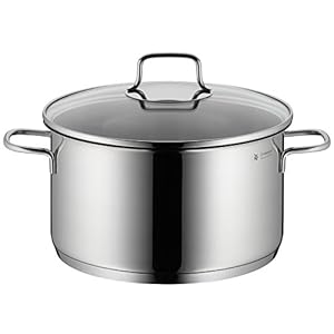WMF Astoria Kochtopf groß 24cm, Glasdeckel, Fleischtopf Induktion 5,7l, Cromargan Edelstahl poliert, unbeschichtet
