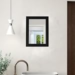 Petit miroir de salle de bain rustique noir, 11.8x15.8 pouces Cadre en bois Rectangle Miroir mural, suspendu horizontalement ou verticalement, adapté pour salon Salle de bains Chambre Entrée