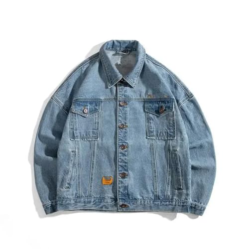 Male Jean Coats Button Men's Denim Jacket With Embroidery Worn Designer3