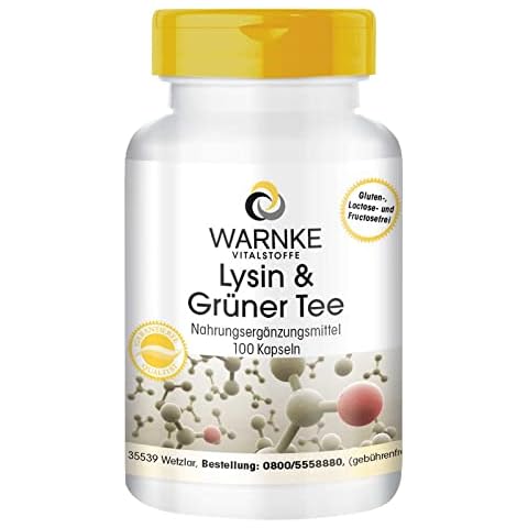 L-Lysin und Grüner Tee - 500mg Lysin & 200mg Grüner Tee-Extrakt pro Kapsel - vegan & hochdosiert Cover