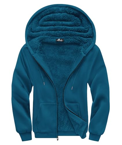 Image of SCODI Hoodies for Men Heavyweight Fleece Sweatshirt - Full Zip Up Thick Sherpa Lined Hooded Sweatshirts