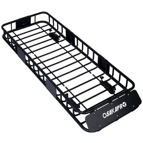Rooftop Cargo Carrier Basket Motoring Roof Rack,Top Mount Roof Rack 64"" Black Steel, YYUE-231130-7
