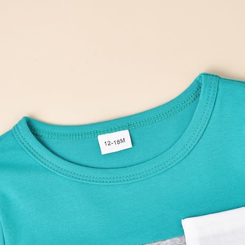 Image of Toddler Boy Clothes Baby Summer Outfit Patchwork Tee Shorts 12M-4T