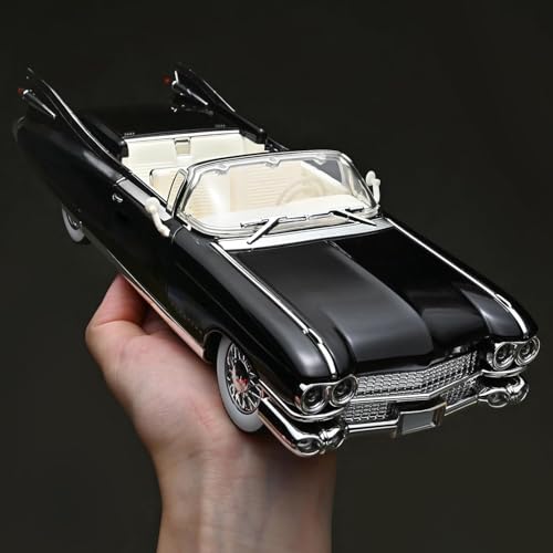 Image of 1:24 Scale Big Cadillac Eldorado Alloy Pickup Car Toy Metal Pull Back Diecast Car with Openable Door and Sound Light, Gifts Toys for Kids【Black】