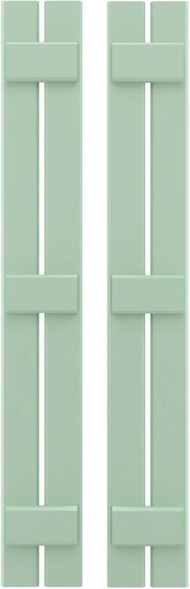 Ekena Millwork ARW401SB207X60SGH Americraft Two 3 Exterior Real Wood Spaced Board-n-Batten Shutters (Per Pair), Seaglass
