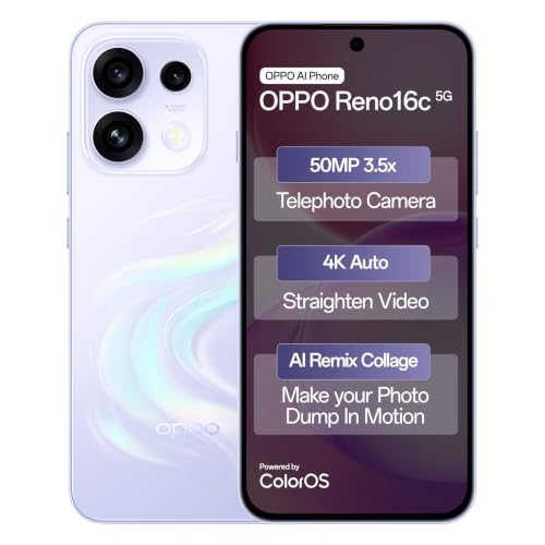 Oppo Reno16c 5G (Stellar Purple, 8GB, 128GB) | 50MP 3.5X Telephot...