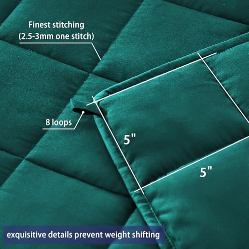 Image of yescool Weighted Blanket for Adults (20 lbs, 60 inch x 80 inch, Dark Green) Cooling Heavy Blanket for Sleeping Perfect for 190-210 lbs, Queen Size Breathable Blanket with Premium Glass Bead, Machine Washable