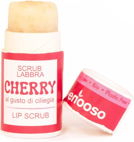 Enooso - Bálsamo labial para labios secos 10 ml - Bálsamo labial natural con cristales de azúcar, manteca de karité y vitamina E - Cuidado labial exfoliante hidratante para piel seca y agrietada