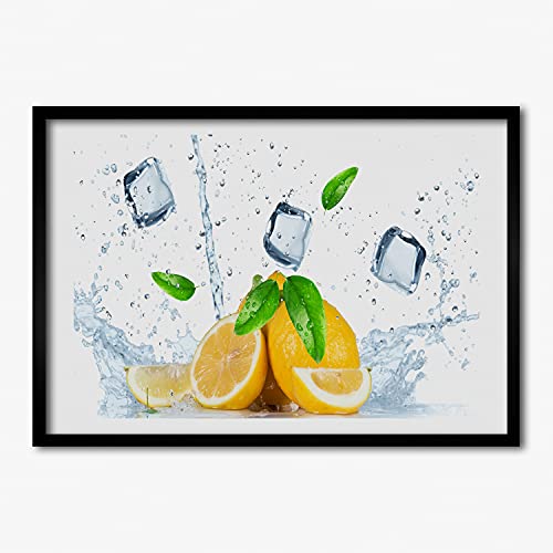 Cadre en bois 70x50 cm Tulup pour illuminer un salon sombre affiche citrons rafraîchissants