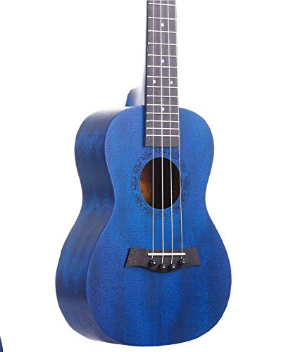 Vizcaya UK23C-BU Concert Ukulele Mahogany 23 inch with blue stain finish with Ukulele Accessories, Gig Bag, Strap, Nylon String, Electric Tuner, Picks