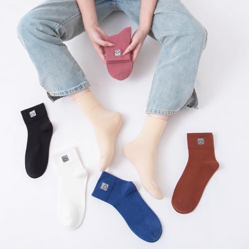 Image of HUGSWEET Thin Soft Cotton Crew Socks for Women Ankle above Bootie Socks Gifts for Women 5-10 Pairs