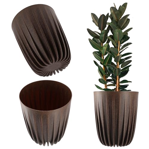 KADAX Flowerpot fatto di plastica con materiali naturali, pentole a piante moderne, pentola vegetale con motivo geometrico, vaso di fiori naturali, pentola palese (? 30 cm, espresso)