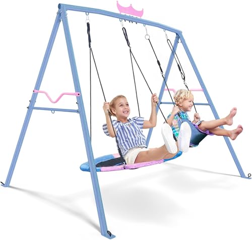 PANGU Crown 2-in-1 Swing & Hammock, 460lbs 2 Seat Swing Sets for ...