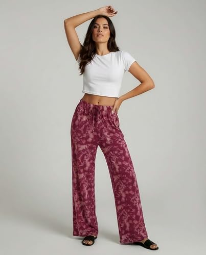Image of Real Essentials 3 Pack: Women's Soft Palazzo Pants - Wide Leg Yoga Casual Loungewear Pajama Pj Bottoms (Plus Available)