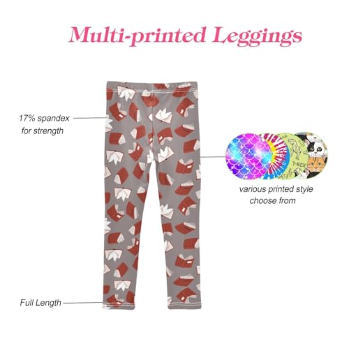 CaTaKu Girls Leggings Cute Red Books Leggings for Girls Kids Athletic Workout Yoga Pants Size 4-10T4