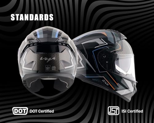 Image of Vega Zap Explore D /V Full Face Riding Helmet with Dual Visor, Shock Absorbing Liner, Comfortable Interior, Lightweight Build, Aerodynamic Design, and Modern Black Grey Styling Black Grey-XL