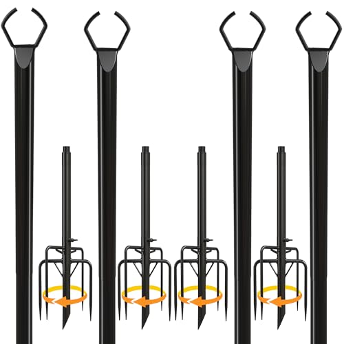 Utopia Home String Light Poles 4 Pack 9ft String Light Poles for Outside, Outdoor String Light Pole for Garden, Outdoor Light Poles for String Lights, Patio String Light Poles for Fence - Black