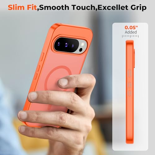 Image of SUPFINE Magnetic for Google Pixel 10 Pro Case /Pixel 10 Case with Screen Protector, (Built-in Magnets) ((Military Grade Drop Protection) Slim Translucent Shockproof Phone Case,Orange