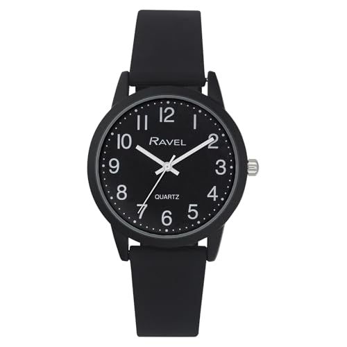 Ravel - Montre-Bracelet en Silicone pour Femme « Summer in Black » (Boîtier de Montre 30 mm) - Quartz Analogique - R1813.3 - Noir