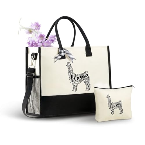 Bolso Tote de Lona con Cierre y Correa para Mujer miniatura 1