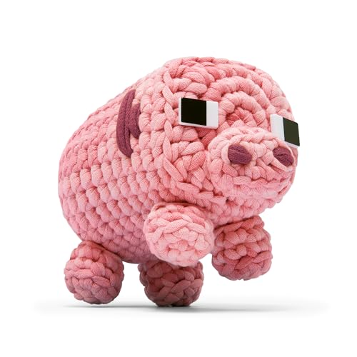Image of The Woobles Minecraft Crochet Kit - Beginner Crochet Kit for Adults and Young Crafters, Easy Knitting Kit with Woobles Yarn, DIY Crafts, Crochet Animals, Minecrafts, Gift for Gamers & Crafters (Pig)