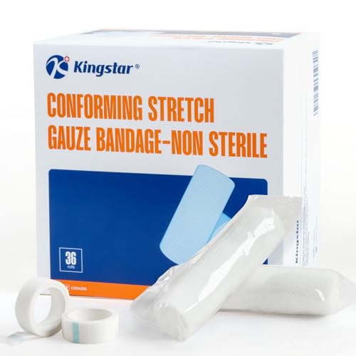 Image of Gauze Rolls Bandages, Conforming Stretch Gauze Bandage 4inch, 36 Rolls Individually Wrapped 4 inch x 4.1yds Includes Medical Tape