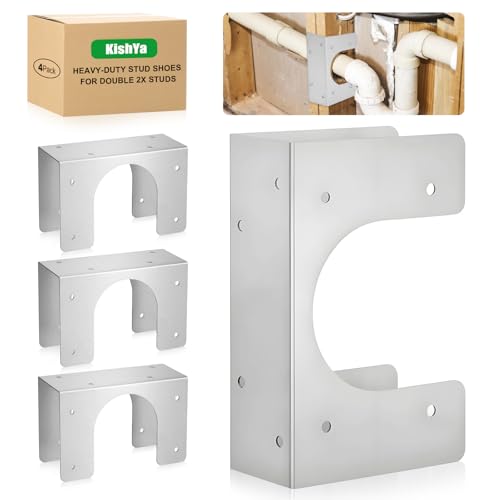 4 Pcs Stud Shoes for 2X Studs 16-Gauge Galvanized Steel Pipe Support