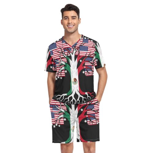 Camisa de pijama para hombre con bandera de México y Estados Unidos el regalo familiar en talla S