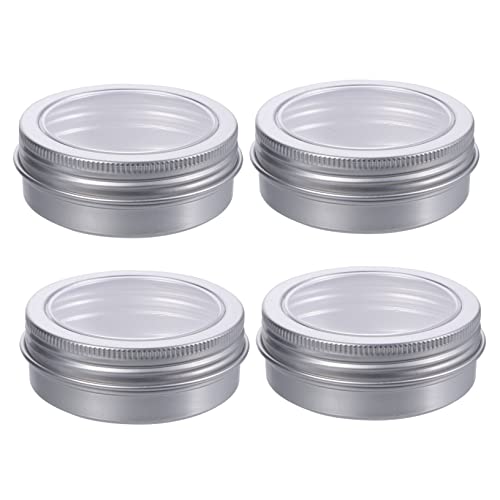 HAPINARY 12pcs Packing Cream Pot Tin Cans with Window Candy Tin Candy Container Round Tin Container Makeup Cream Tin Candle Aluminum Open The Window