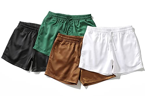 PAODIKUAI Men's Silky Satin Swim Trunks Beach Swimming Shorts Sexy Pajama Sleep Shorts2