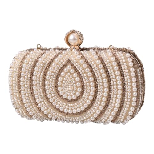 Stylish Pearls Decorated Clutch Handbag Evening Purse Shoulder Crossbody Purse For Bridal Prom And Wedding Event
