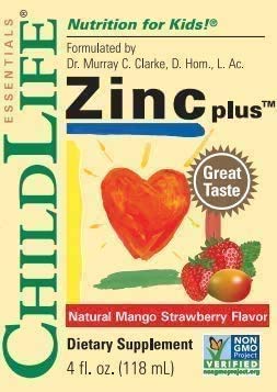 Childlife Essentials Liquid Zinc Plus - All-Natural Support For Optimal Immune System Function In Children, Allergen-Free, Non-Gmo, Zinc Drops For Kids - Mango Strawberry Flavor, 4 Fl Oz #TOP2