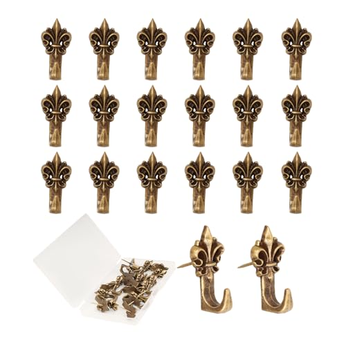 Image of 20 Pieces Push Pin Hangers,Push Pins for Wall,Decorative Thumb Tacks for Hanging,Zinc Alloy Pin Hooks Picture Hanging Nails for Home Office Fabric Wall Wooden (Bronze)