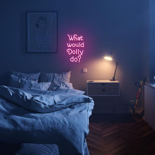 Image of What Would Dolly Do Neon Sign Country Music Neon Light Legendary Singer Cowboy Themed Party Motivational Decor Sign, for Country Music Lover Home Decor Christmas Birthday Gift(15.7 * 9.8 In)