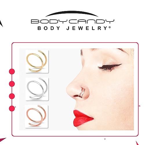 Body Candy 14K Gold Filled Double Hoop Nose Ring For Women And Men Hypoallergenic Spiral Nose Jewelry For Single Piercing Handmade In Usa  thumb #5