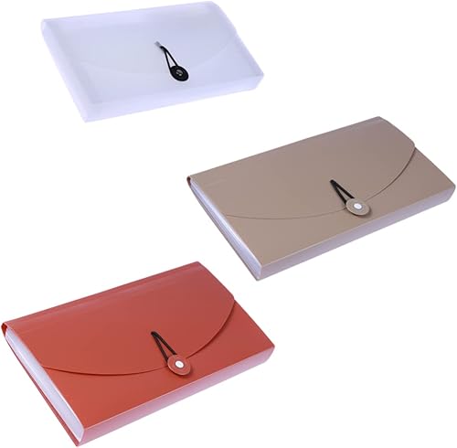 Tofficu 3 bandas de documentos cada uno organizador, de plástico, simple, semitransparente, elástica, expandible, portátil, rojo, múltiples