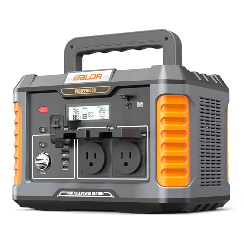 Image of BALDR Portable Power Station, 1000W Output, 808Wh Capacity, AC Outlet, USB Ports, 110V Pure Sine Wave AC Outlet Backup Lithium Battery for Home Camping Emergency Use