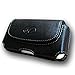 Premium Leather Horizontal Large Size Pouch Protective Carrying Cell Phone Case with Belt Clip and Belt Loops - Black