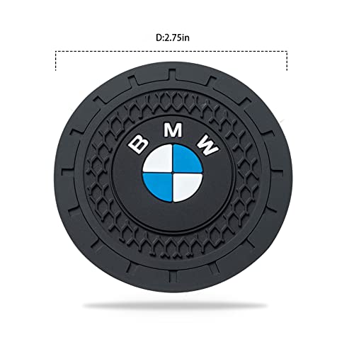 Image of YUIQIEUY Car Cup Holder Coaster for BMW Recessed Silicone Cupholder Coaster Interior Accessories 2.75IN 2Pack Black