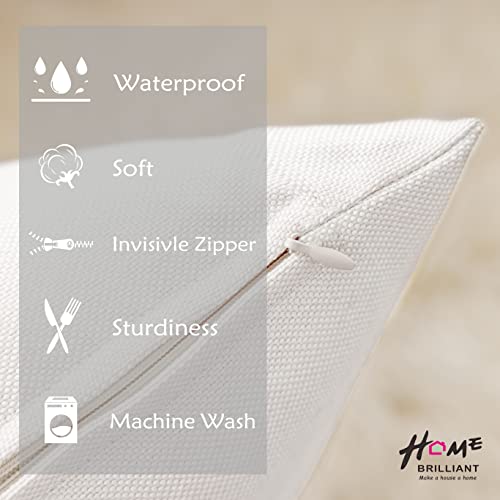 Home Brilliant White Outdoor Cushion Cover 45 x 45 for Scatter Cushions Linen Decoration Throw Pillow Cover 18x18 Waterproof Cushions - Image 4