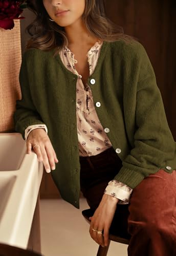 Image of PRETTYGARDEN Long Sleeve Crewneck Button Down Womens Sweaters Fall Open Front Chunky Cardigan Sweaters for Women 2026