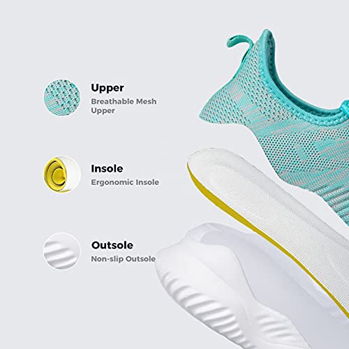 Image of Flysocks Slip On Sneakers for Women-Fashion Sneakers Walking Shoes Non Slip Lightweight Breathable Mesh Running Shoes Comfortable, Blue Grey Mix, 7.5