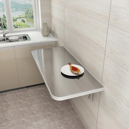 Table pliante murale en acier inoxydable 120x40 cm avec supports - 2
