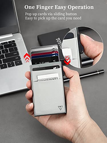 Image of TOYFID Slim Wallet for Men - Pop Up Card Holder Wallet,Minimalist Business Wallet,Credit Card Wallet with Money Pocket,Metal Card Case Wallet,RFID Blocking,Can Hold 6 Credit Cards