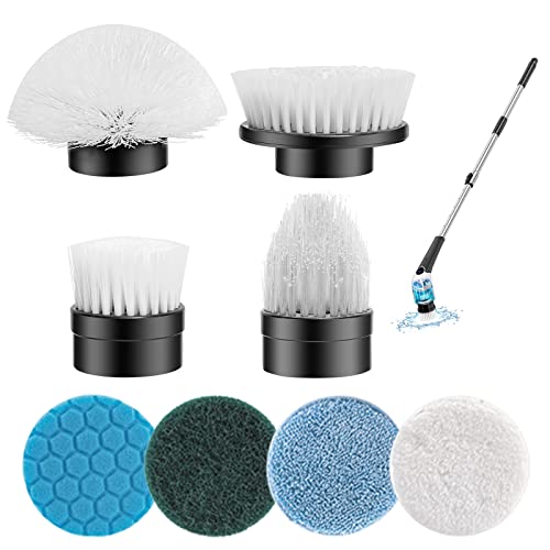7er-Pack Bohrbürste Power Scrubber Reinigungsbürste Verlängertes langes Aufsatz-Set Allzweckbohrer Scheuerbürsten-Set für Fugen, Boden, Wanne, Dusche, Fliesen, Bad und Küche, Blau Cover
