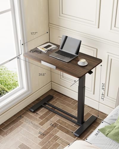 Image of FLEXISPOT H7 PRO Mobile Standing Desk Adjustable Overbed Table Pneumatic with Wheels 90Tiltable Portable Laptop Desk Rolling Computer Cart Foldable Bedside Table(31.5 inch W x 17.7 inch D, Rustic Brown)