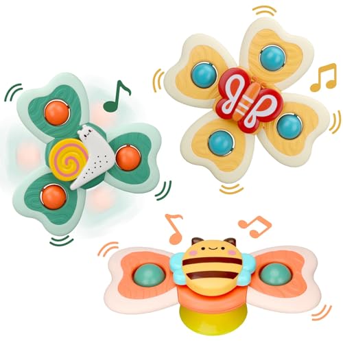 Image of LZZAPJ Spinning Sensory Learning Toys for Toddlers 1-3, Baby 6-12-18 Months Suction Cup Spinner Toy,Baby Bathtub Bath Toys, Birthday Gifts for 1 Year Old and 2 Year Old Boys and Girls