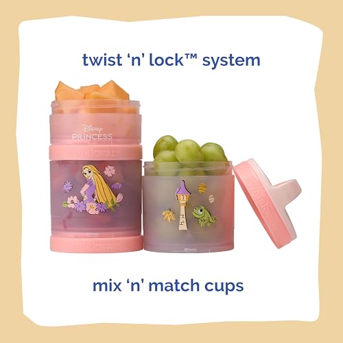 Image of (Rapunzel) DiSNEY PRINCESS Whiskware Stackable Snack Pack - 3 Jar + Handle - White /Pink /Purple