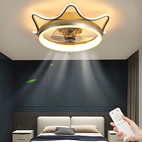 LED Deckenventilatoren mit Beleuchtung 80W Deckenleuchte, 3 Farbtemperatur (3000-6500K) & 6 Geschwindigkeiten Ventilatorlicht, Leise Ventilator Pendelleuchte für Schlafzimmer Wohnzimmer Ø55cm Cover